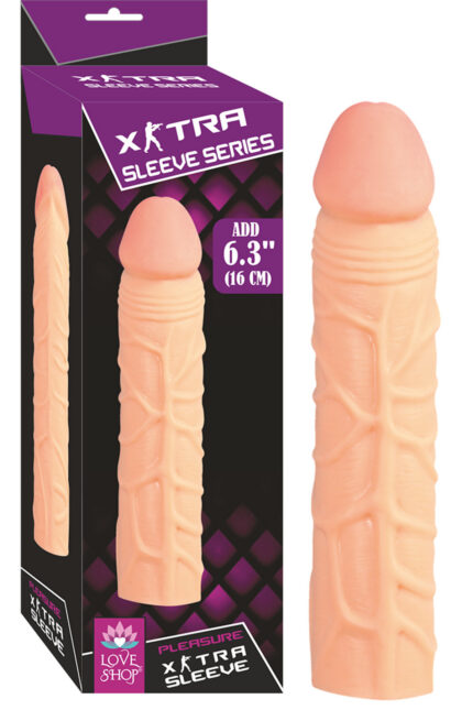 EXTRA SLEEVE SİLİKON PENİS KILIFI 16 CM 5 CM DOLGU TEN RENGİ