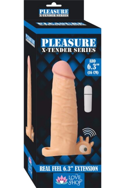 X-TENDER SERİES -5.6 cm Dolgu Uzatmalı, 19 cm Penis Kılıfı -Titreşimli