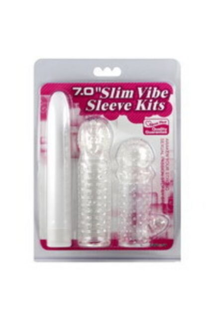Slim Vibe Penis Kılıfı SetiTitreşimli 2 farklı yapıda penis kılıfı ve krom yapılı vibratör