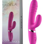 Adela Vıbrator Klitorix Uyarıcılı Tavşan Vibratör 21 cm Boy 2 Motorlu 12 Fonksiyonel Titreşim Pembe Renkli