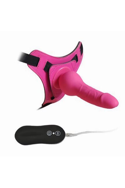 Harnes Silikon Vibratör Pembe Renk – 10 Fonksiyonlu Titreşim – 100% Silikon – Belden Bağlamalı Vibratör – 16 cm Pembe