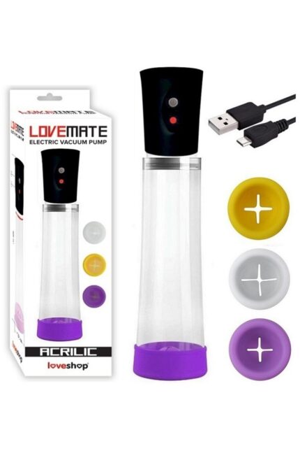 ‘- Lovemate Güçlü Performanslı Elektrikli Penis Pompası – USB Şarjlı, Anında Etki- GÜÇLÜ VAKUM GÜCÜ – DOKUNMATİK KULLANIM – ÜÇ YEDEK BAŞLIK