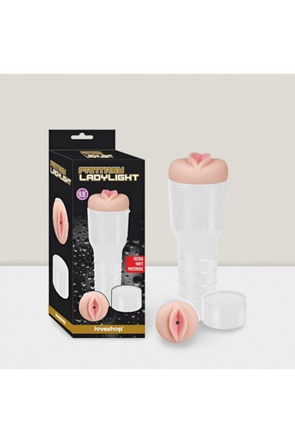FANTASY LADYLİGHT Gerçekçi Dokuda Beyaz Kaplı Cep Vajinası -Gizli Saklama Kabı, 25 cm Derinlik -İç Yapı Tırtıklı Kanal