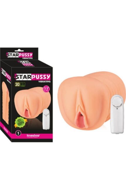 STAR PUSSYGerçekçi Dokuda Saklama Kabında Cep Vajinası-Titreşim,Kolay Taşınabilir,18,2cm Derinlik Tırtıklı İç