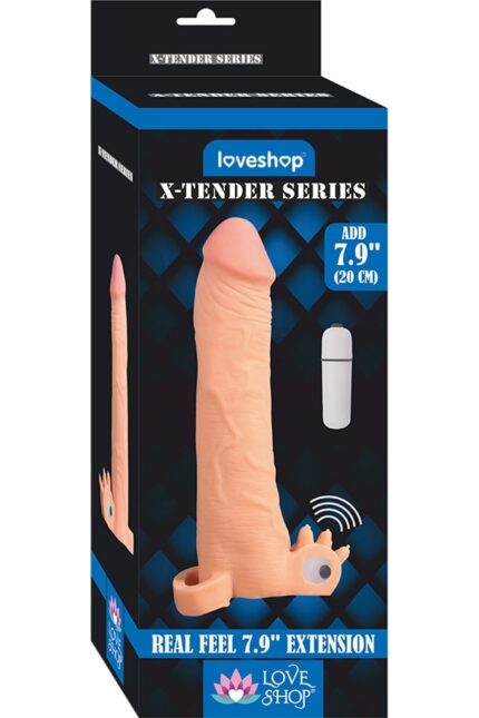 20 cm, 6.6 cm Dolgu İle Uzatmalı Titreşimli Kılıf X-TENDER REALİSTİK SLEVE