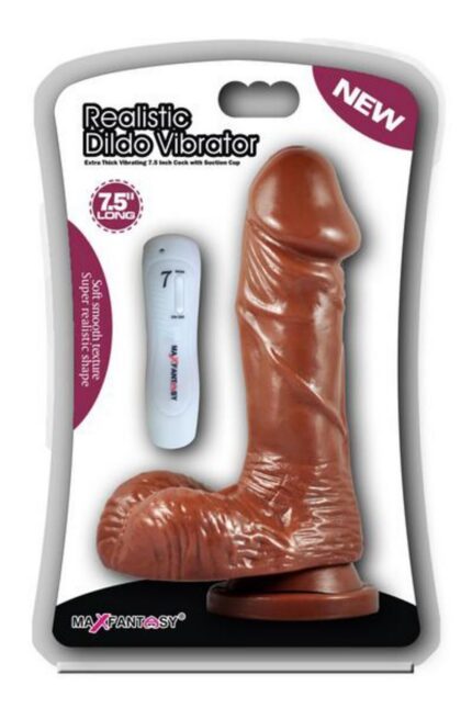 Realistik Dildo Kahve Rengi Vibrator Vantuzlu Titreşimli Kumandalı