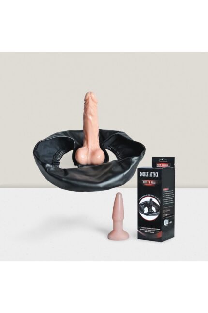 Double Attack Külotlu Realistik Külotlu Giyilebilen Takılıp Çıkarılabilen Çift Dildo – 15cm Üst – 8 cm Anal Plug – İki Tarafta Hazır