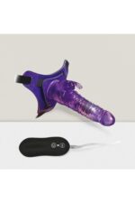 Harness-Rabbit Dong Tavşan Şeklinde Uyarıcılı Belden Bağlama Kemerli Titreşimli Mavi Renkte 10 Farklı Modu ve 21 cm Uzunluğunda Vibratör Dildo