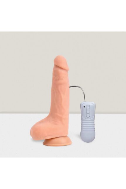 Solid Dildos 9,5”(24 cm ) Titreşimli Penis Vibratör-24.1 cm-Güçlü Vantuz-Kıkırdaklı Şekil Verilebilen 3 Kademe Kumandalı