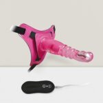 Harness-G Spot Dong Belden Bağlama Vibratör 10 Farklı Titreşim Modunda 20 cm Uzunluğunda Boğumlu Silikon Pembe Renkli