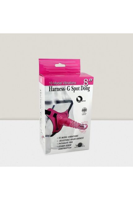 Harness-G Spot Dong Belden Bağlama Vibratör 10 Farklı Titreşim Modunda 20 cm Uzunluğunda Boğumlu Silikon Pembe Renkli