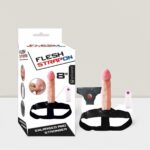 İçi Boş Belden Bağlama Titreşimli Vibratör Silikon 7 cm Ekstra Dolgulu Açık Ten Renk 20 cm Boyunda