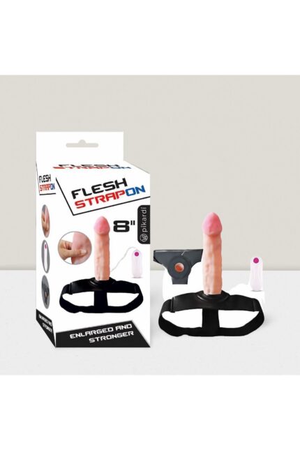 İçi Boş Belden Bağlama Titreşimli Vibratör Silikon 7 cm Ekstra Dolgulu Açık Ten Renk 20 cm Boyunda