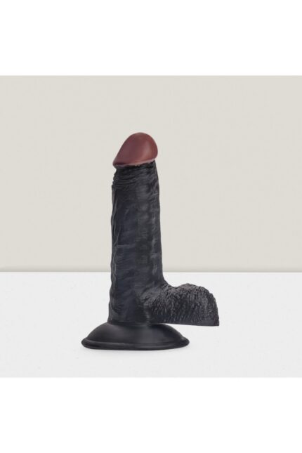 Realistik Penis Dildo – 17,5 cm-Siyah Ten Rengi – Vantuz & Esnek Yapı