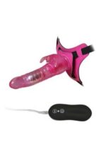Harness Rabbit Dong Pembe | %100 Silikon | 21 cm Uzun | 10 Titreşim Modu |Tavşan Vibratör