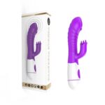 30 Modlu Özel Klitoris Uyarıcılı Tırtıklı Uç Penis Uçlu Tavşan Vibratör – Mor/Beyaz-Çift Motor