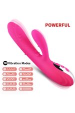 Pembe Titreşimli Isıtıcılı USB Şarjlı (Anal Vajinal ) Kullanım Tavşan Vibratör -21 cm–2 Motor