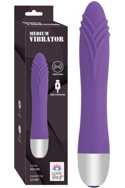 Mor Renkli Uyarıcı Medium Vibratör – USB Şarjlı -10 Fonksiyon-14,7 cm 2,7 çap