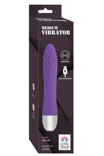 Mor Renkli Uyarıcı Medium Vibratör – USB Şarjlı -10 Fonksiyon-14,7 cm 2,7 çap