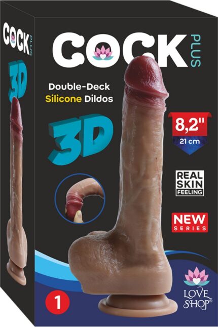 Ultra Gerçekçi Silikon Dildo – Çift Katmanlı, 21 cm, Esnek ve Vantuzlu
