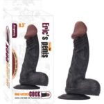 Eric 23,6 cm Damarlı Penis Siyah Ten, Vantuzlu, Lüks TPE, Realistik Tasarım, Gizli Paket