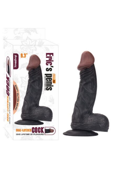 Eric 23,6 cm Damarlı Penis Siyah Ten, Vantuzlu, Lüks TPE, Realistik Tasarım, Gizli Paket