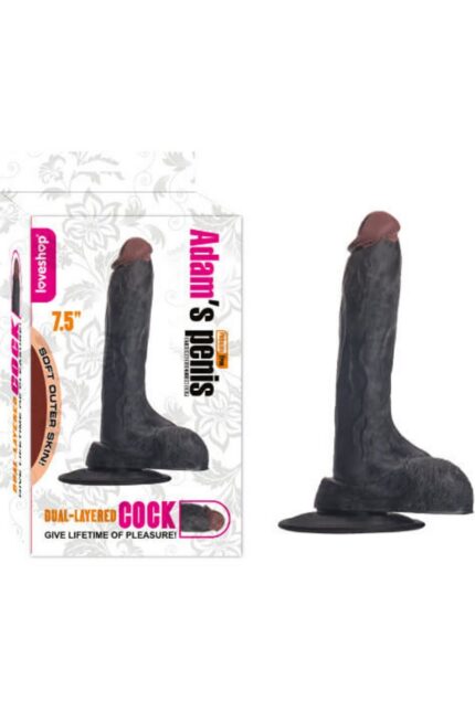 Adam’s 19cm Realistik Penis – Siyah Ten Rengi, Vantuzlu, Kaliteli TPE