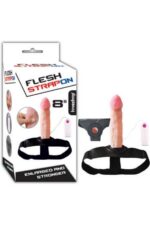 Flesh Strapon 20cm Realistik 7cm Kumandalı Titreşimli Dolgulu Içi Boş Strapon Penis