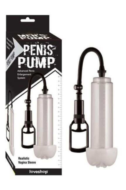 Penis Pump Penis Pompaları/Vajina Girişli Penis Pompası 20 cm Şeffaf Silindirli