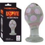 CAM ANAL PLUG 1.SINIF KALİTE CAM ANAL PLUG 9 CM BOY 4,4 CM EN PÜRÜZSÜZ PEMBE BENEKLİ BEYAZ ANAL PLUG