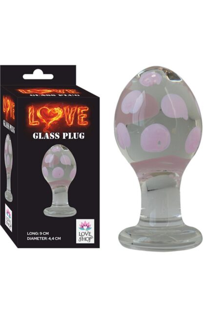 CAM ANAL PLUG 1.SINIF KALİTE CAM ANAL PLUG 9 CM BOY 4,4 CM EN PÜRÜZSÜZ PEMBE BENEKLİ BEYAZ ANAL PLUG