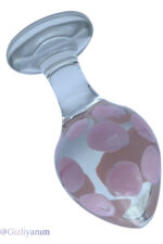 CAM ANAL PLUG 1.SINIF KALİTE CAM ANAL PLUG 9 CM BOY 4,4 CM EN PÜRÜZSÜZ PEMBE BENEKLİ BEYAZ ANAL PLUG