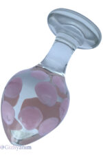 CAM ANAL PLUG 1.SINIF KALİTE CAM ANAL PLUG 9 CM BOY 4,4 CM EN PÜRÜZSÜZ PEMBE BENEKLİ BEYAZ ANAL PLUG
