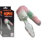 Pembe-Beyaz -Yeşil Renkte Tüylü Cam Anal Plug – Detaylı Tasarım – Cilt Dostu – Uzunluk 11 cm-3,8 cm En