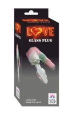 Pembe-Beyaz -Yeşil Renkte Tüylü Cam Anal Plug – Detaylı Tasarım – Cilt Dostu – Uzunluk 11 cm-3,8 cm En