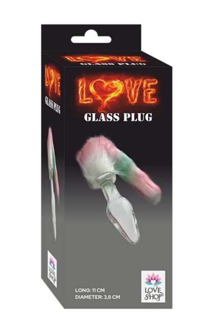Pembe-Beyaz -Yeşil Renkte Tüylü Cam Anal Plug – Detaylı Tasarım – Cilt Dostu – Uzunluk 11 cm-3,8 cm En