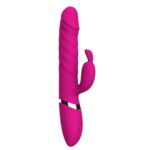 Rebecca Vıbrator Yukarı-Aşağı Hareketli Klitoriks Uyarıcılı Tavşan Vibratör 23 cm Boy 2 Motorlu 12 Fonksiyonel Titreşim Pembe Renkli