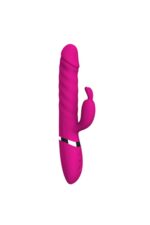 Rebecca Vıbrator Yukarı-Aşağı Hareketli Klitoriks Uyarıcılı Tavşan Vibratör 23 cm Boy 2 Motorlu 12 Fonksiyonel Titreşim Pembe Renkli