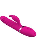 Rebecca Vıbrator Yukarı-Aşağı Hareketli Klitoriks Uyarıcılı Tavşan Vibratör 23 cm Boy 2 Motorlu 12 Fonksiyonel Titreşim Pembe Renkli