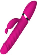 Rebecca Vıbrator Yukarı-Aşağı Hareketli Klitoriks Uyarıcılı Tavşan Vibratör 23 cm Boy 2 Motorlu 12 Fonksiyonel Titreşim Pembe Renkli