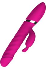 Rebecca Vıbrator Yukarı-Aşağı Hareketli Klitoriks Uyarıcılı Tavşan Vibratör 23 cm Boy 2 Motorlu 12 Fonksiyonel Titreşim Pembe Renkli