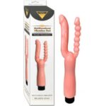 Çift Girişli Çatal Şeklinde İkili Penis Anal Plug – Çok Yönlü ve Güvenli Anal Deneyimi Titreşimli,12 cm Uzunluğunda Ten Renginde