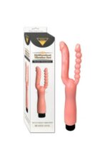 Çift Girişli Çatal Şeklinde İkili Penis Anal Plug – Çok Yönlü ve Güvenli Anal Deneyimi Titreşimli,12 cm Uzunluğunda Ten Renginde