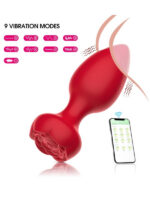 telefon kontrollu full covered rubber rose anal plug siyah 1122666 5.jpg
